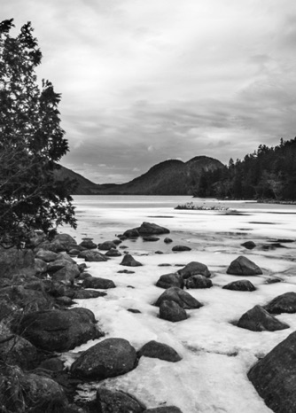 Frozen Waterfall Black & White - NHP126b